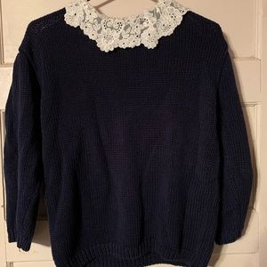 Vintage lace collared sweater